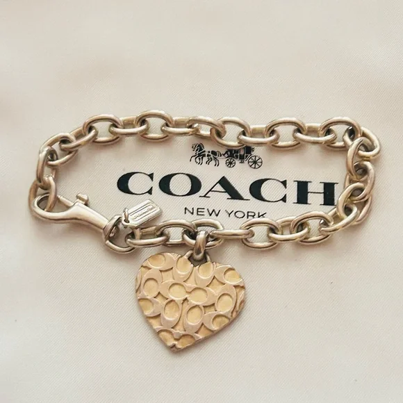 Coach 925 Y2K Heart Sterling Silver Charm Bracelet - Picture 6 of 11